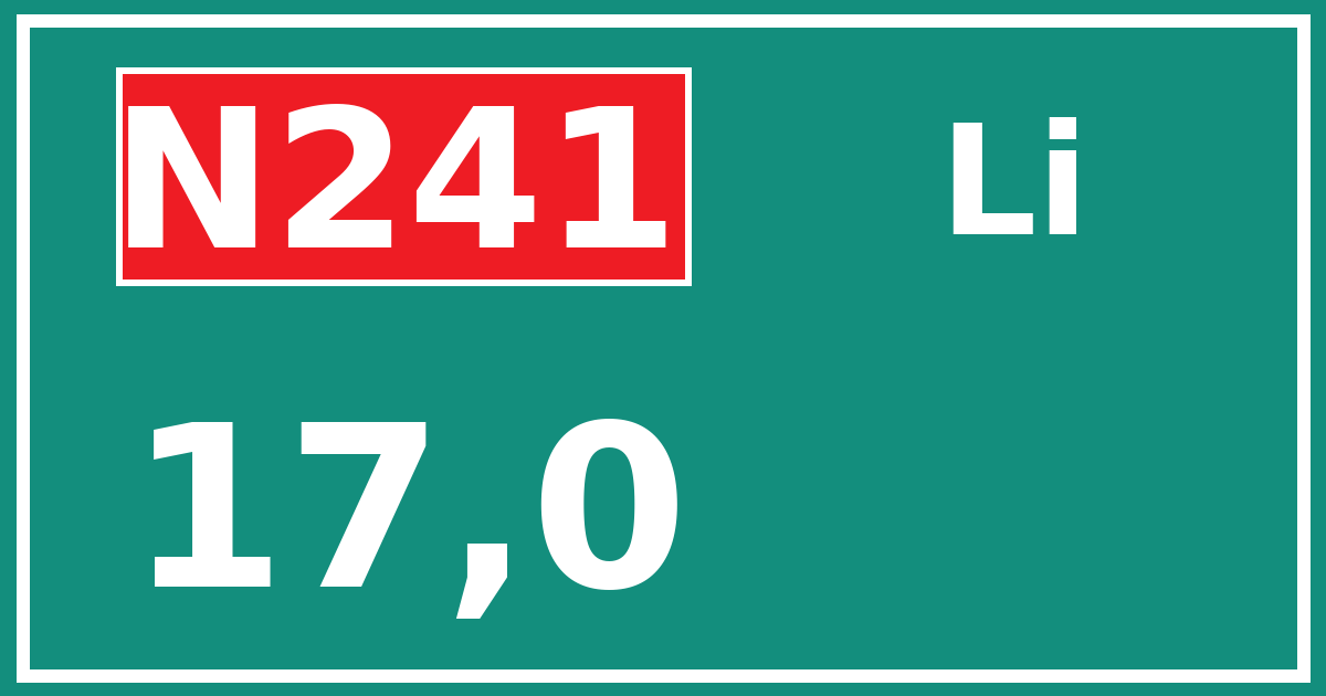 Hectometerbord N241 17,0 zijde Li