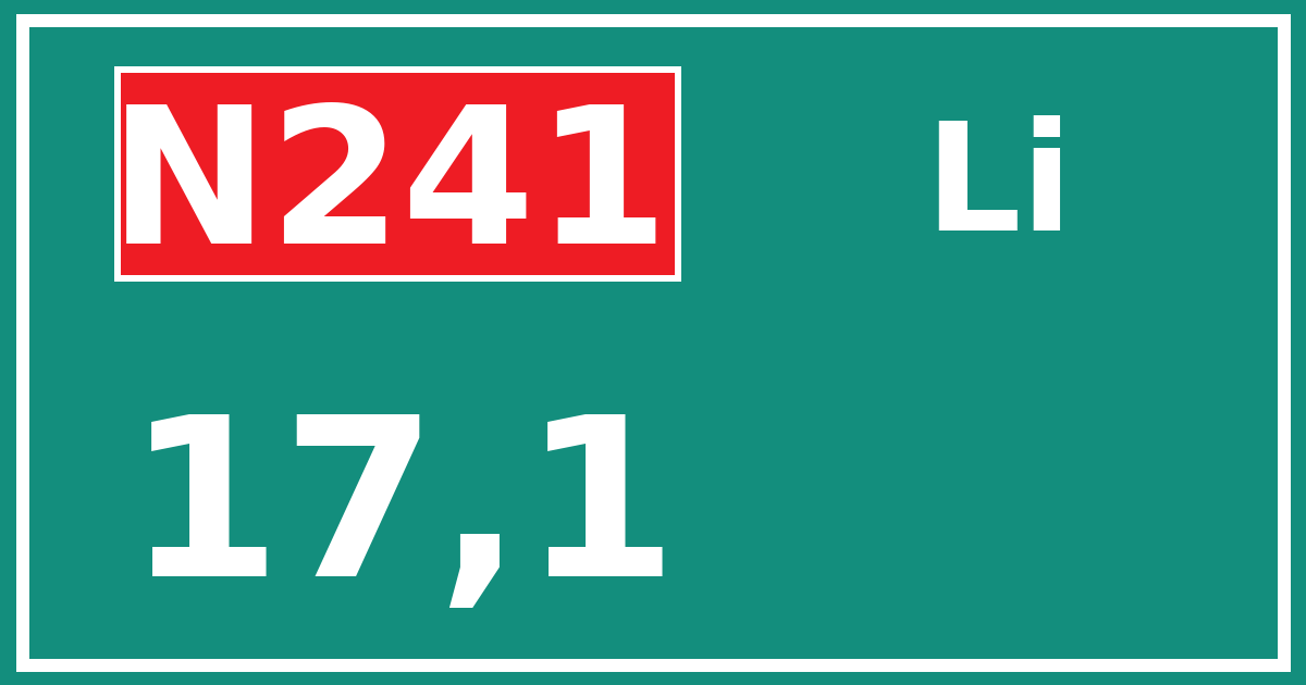 Hectometerbord N241 17,1 zijde Li