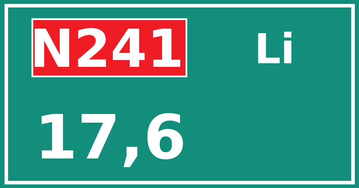 Hectometerbord N241 17,6 zijde Li