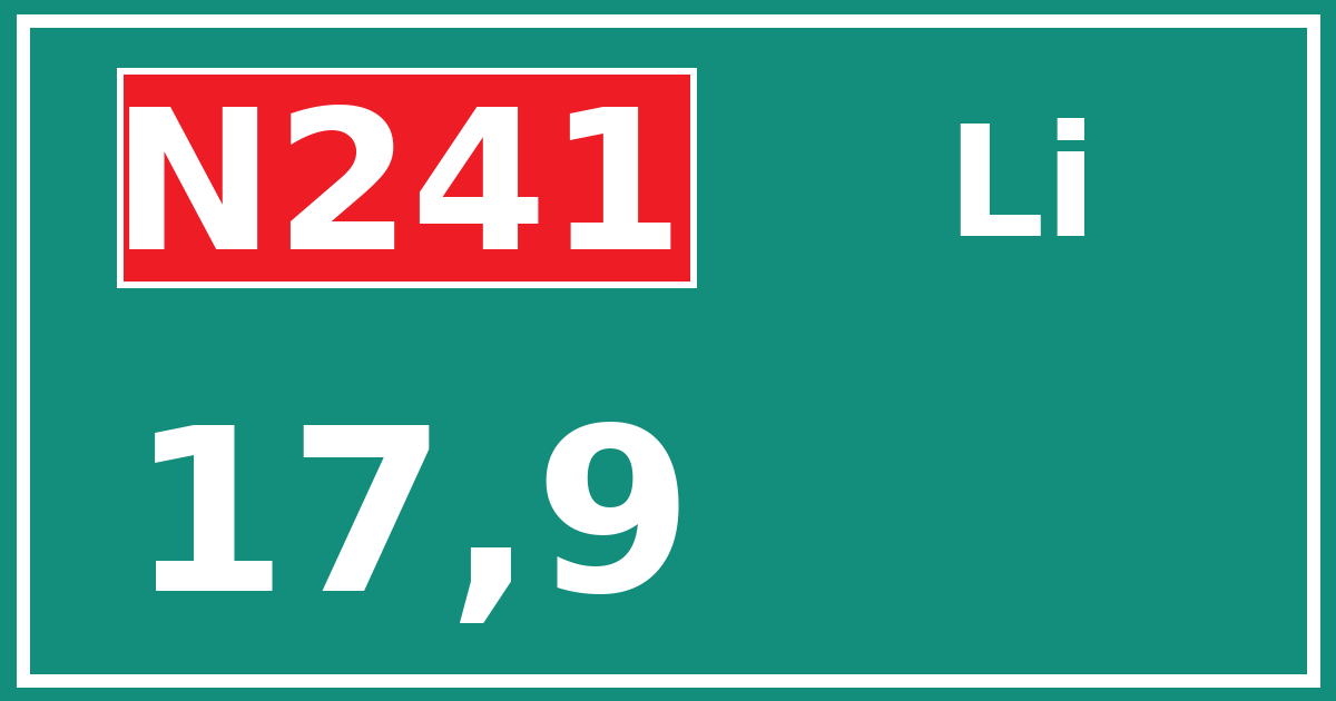 Hectometerbord N241 17,9 zijde Li
