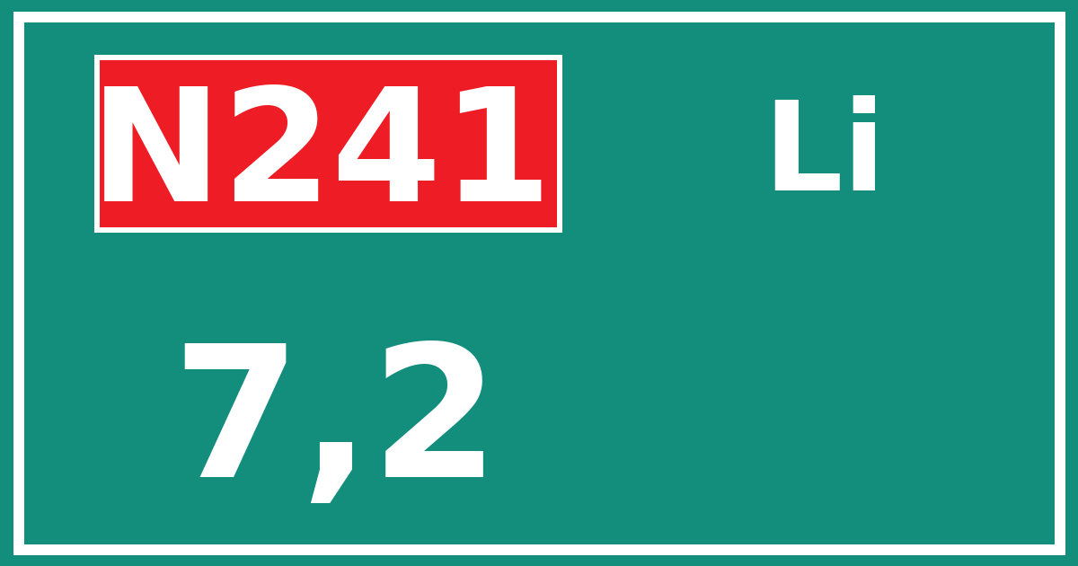 Hectometerbord N241 7,2 zijde Li