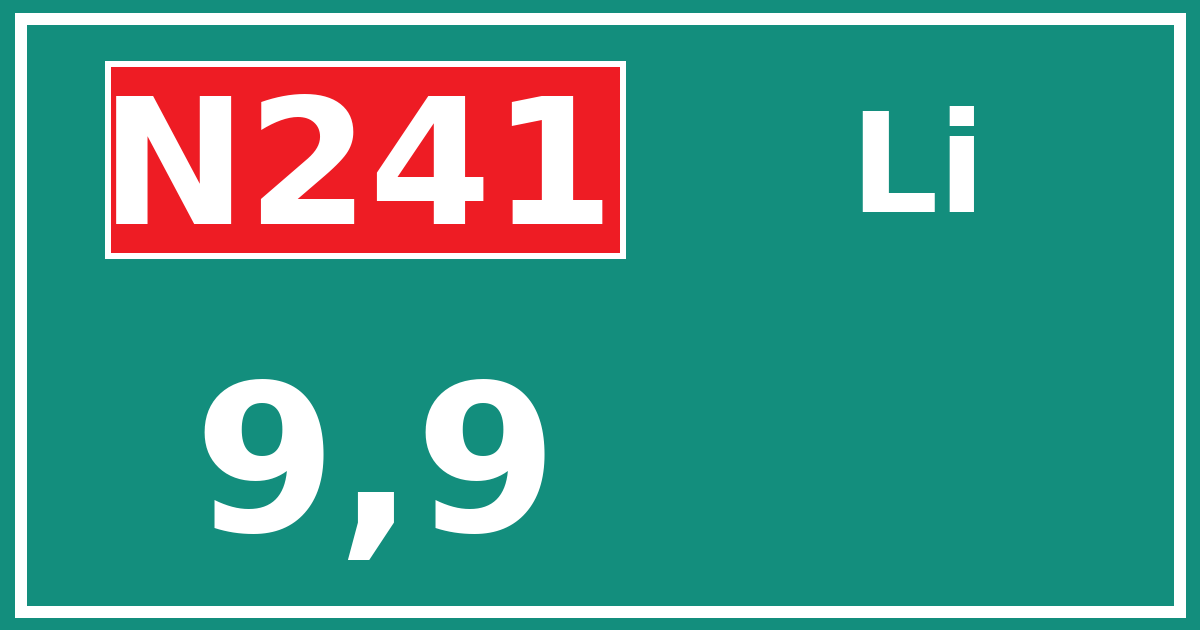 Hectometerbord N241 9,9 zijde Li
