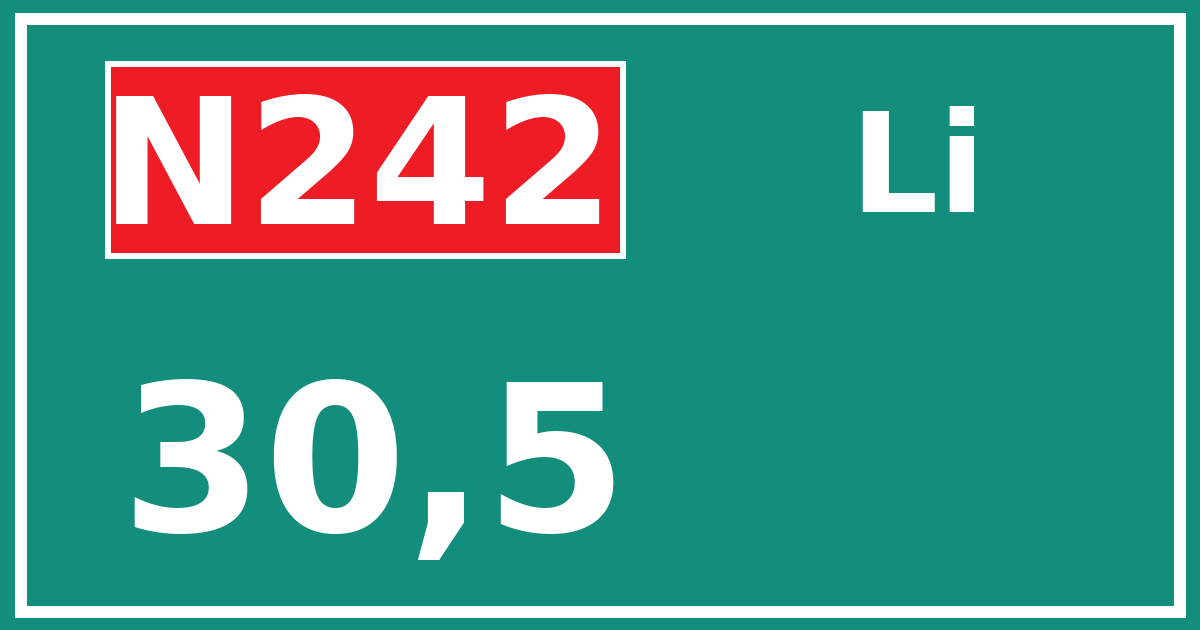 Hectometerbord N242 30,5 zijde Li