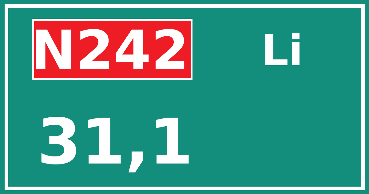 Hectometerbord N242 31,1 zijde Li