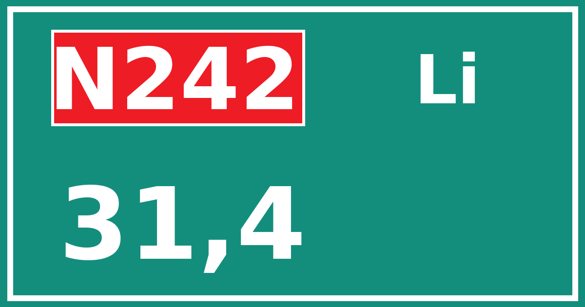 Hectometerbord N242 31,4 zijde Li