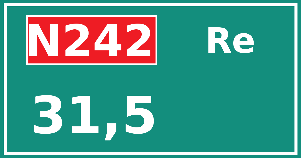Hectometerbord N242 31,5 zijde Re