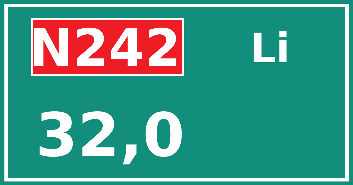 Hectometerbord N242 32,0 zijde Li