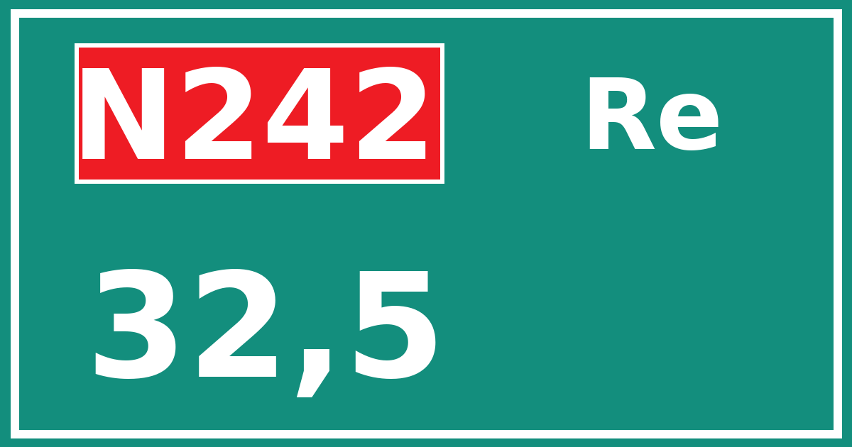 Hectometerbord N242 32,5 zijde Re