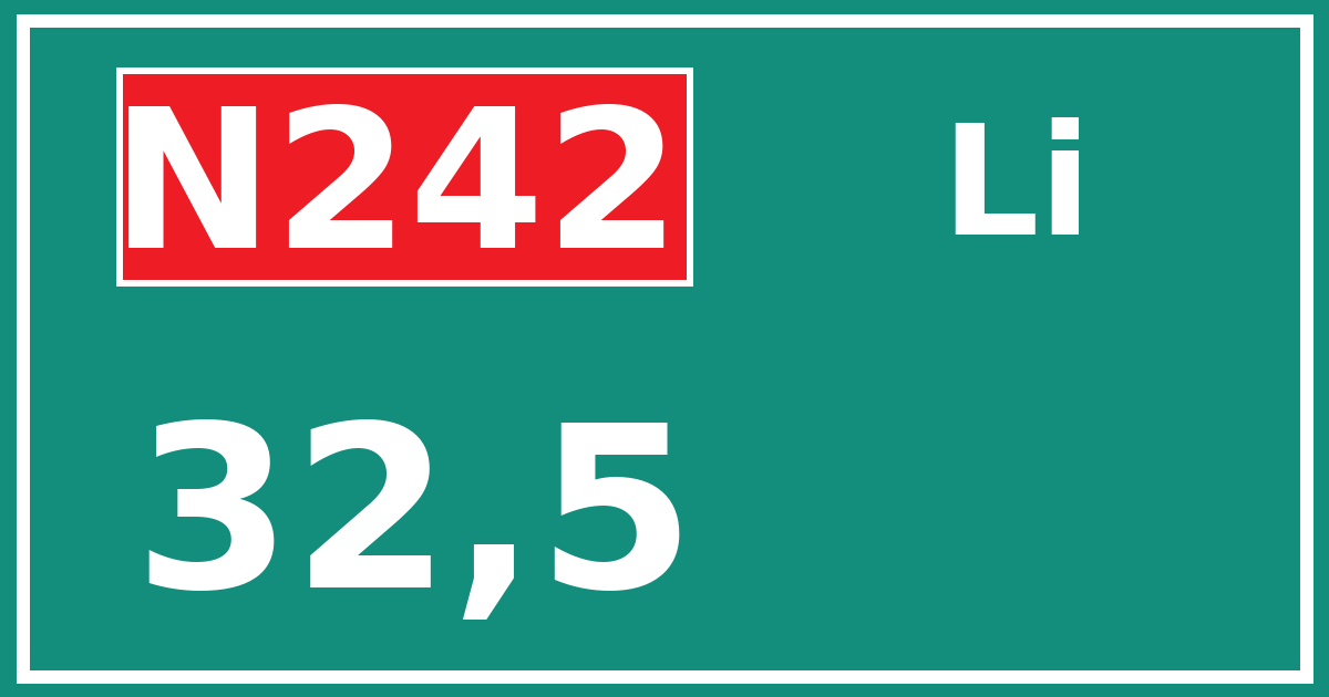 Hectometerbord N242 32,5 zijde Li