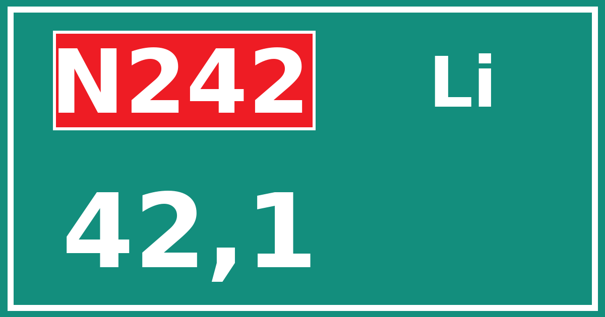 Hectometerbord N242 42,1 zijde Li