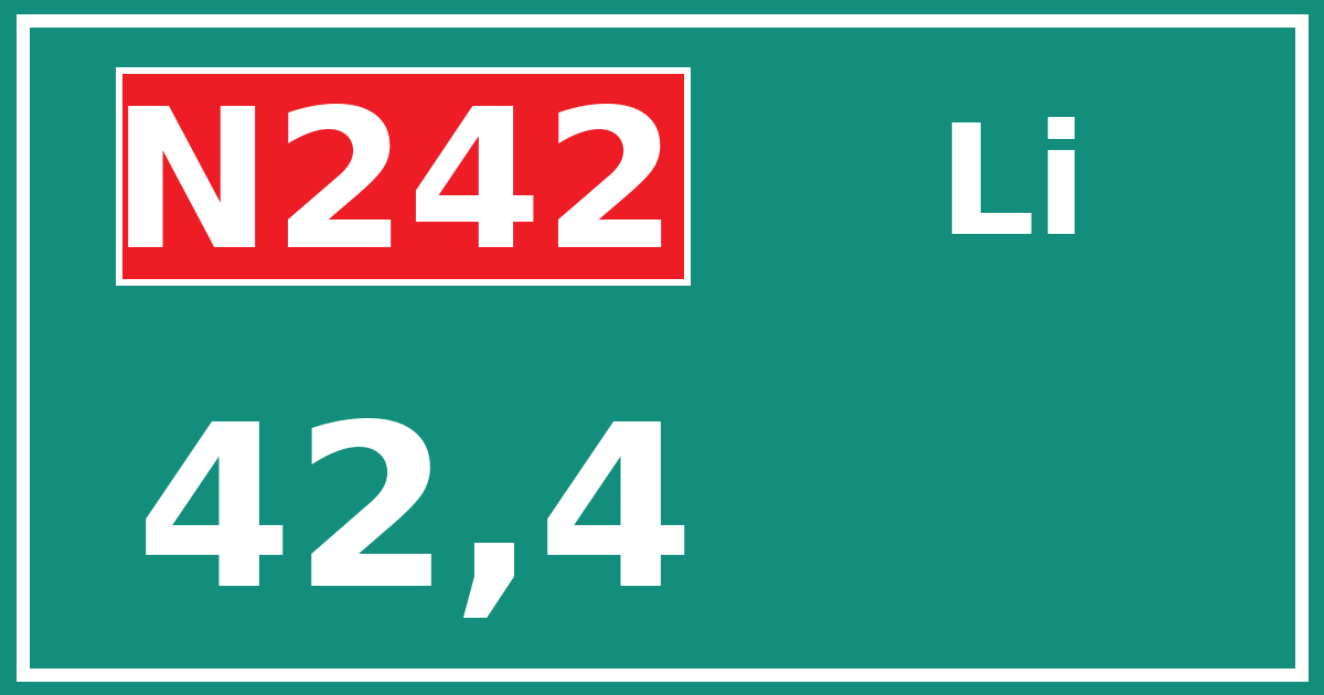 Hectometerbord N242 42,4 zijde Li