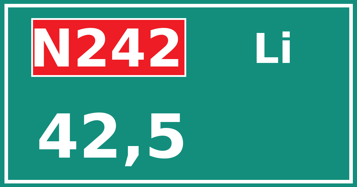 Hectometerbord N242 42,5 zijde Li