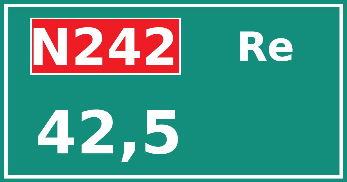 Hectometerbord N242 42,5 zijde Re