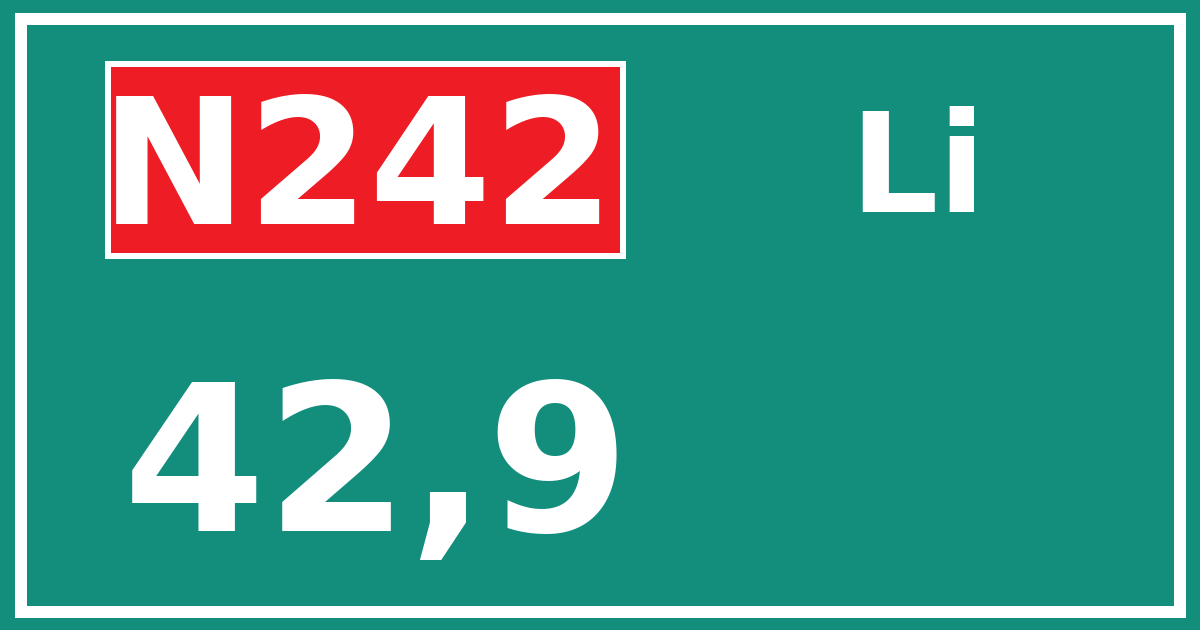 Hectometerbord N242 42,9 zijde Li