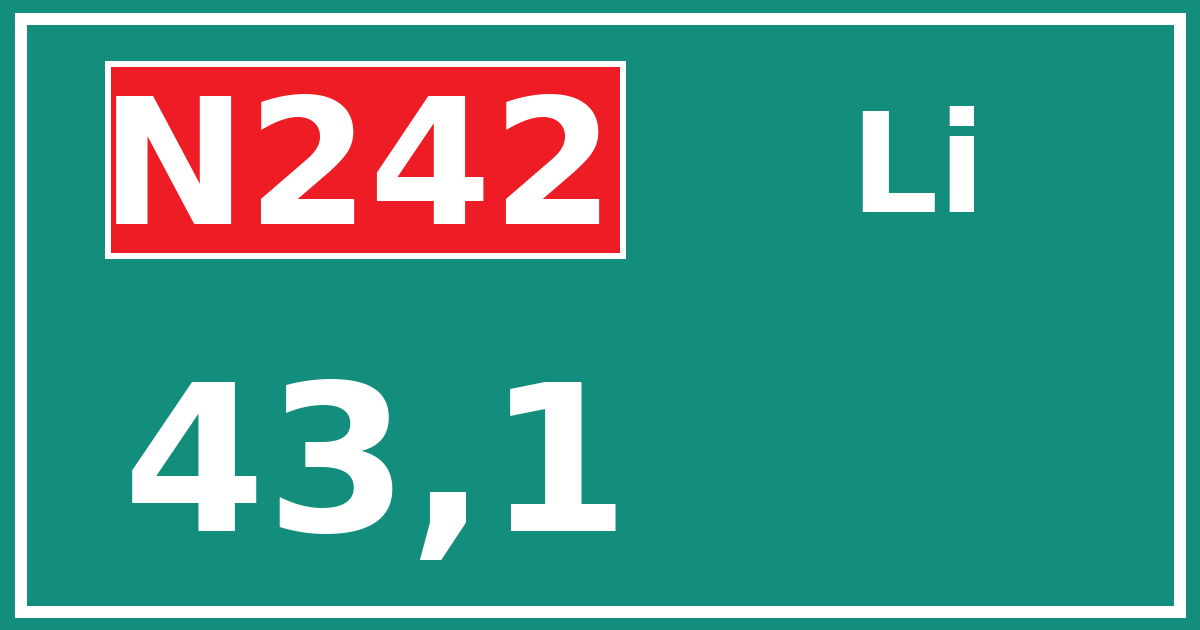Hectometerbord N242 43,1 zijde Li