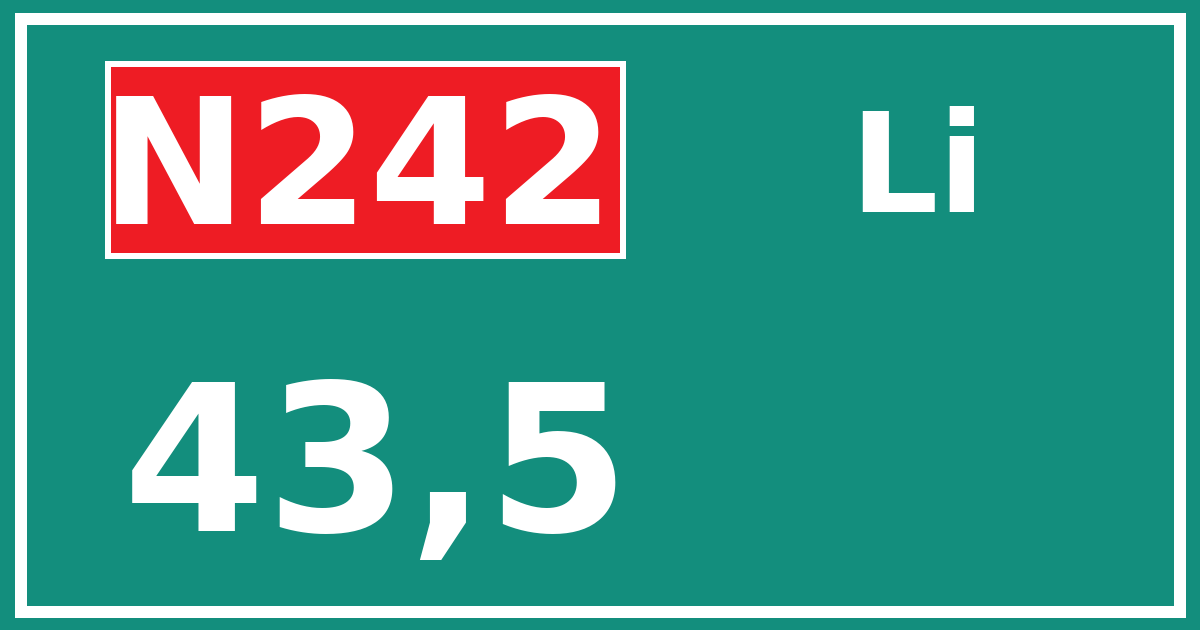 Hectometerbord N242 43,5 zijde Li