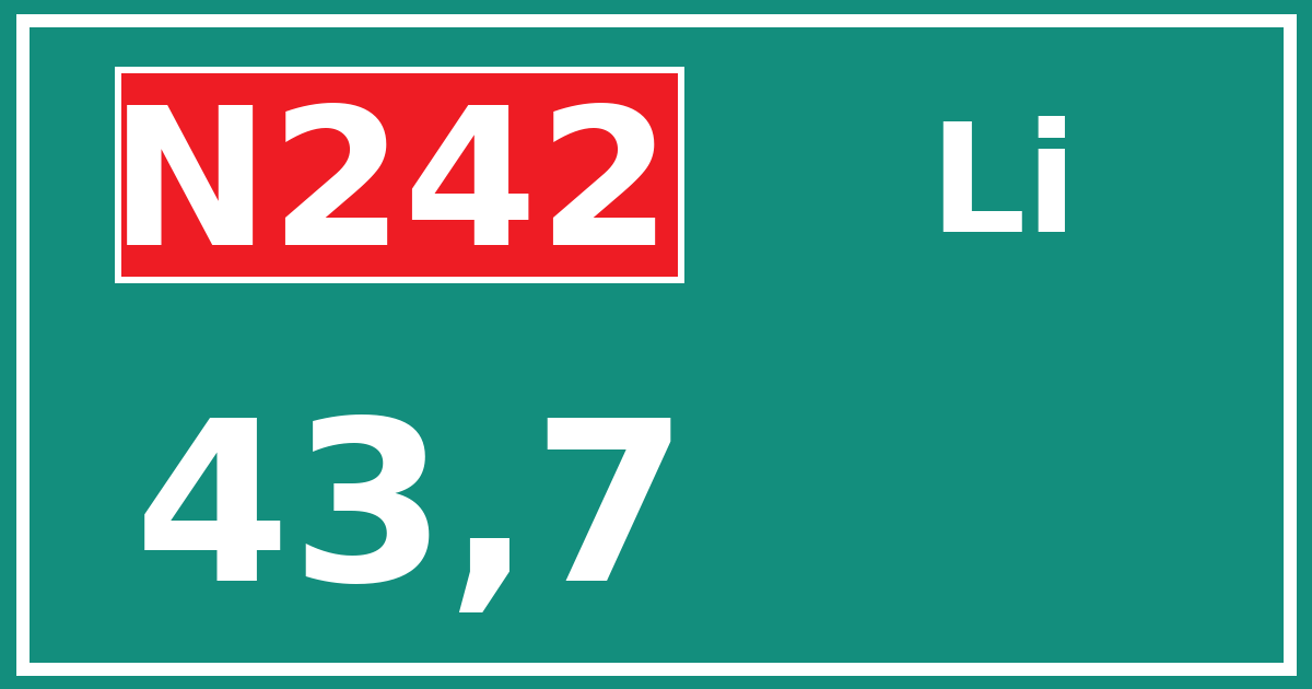 Hectometerbord N242 43,7 zijde Li