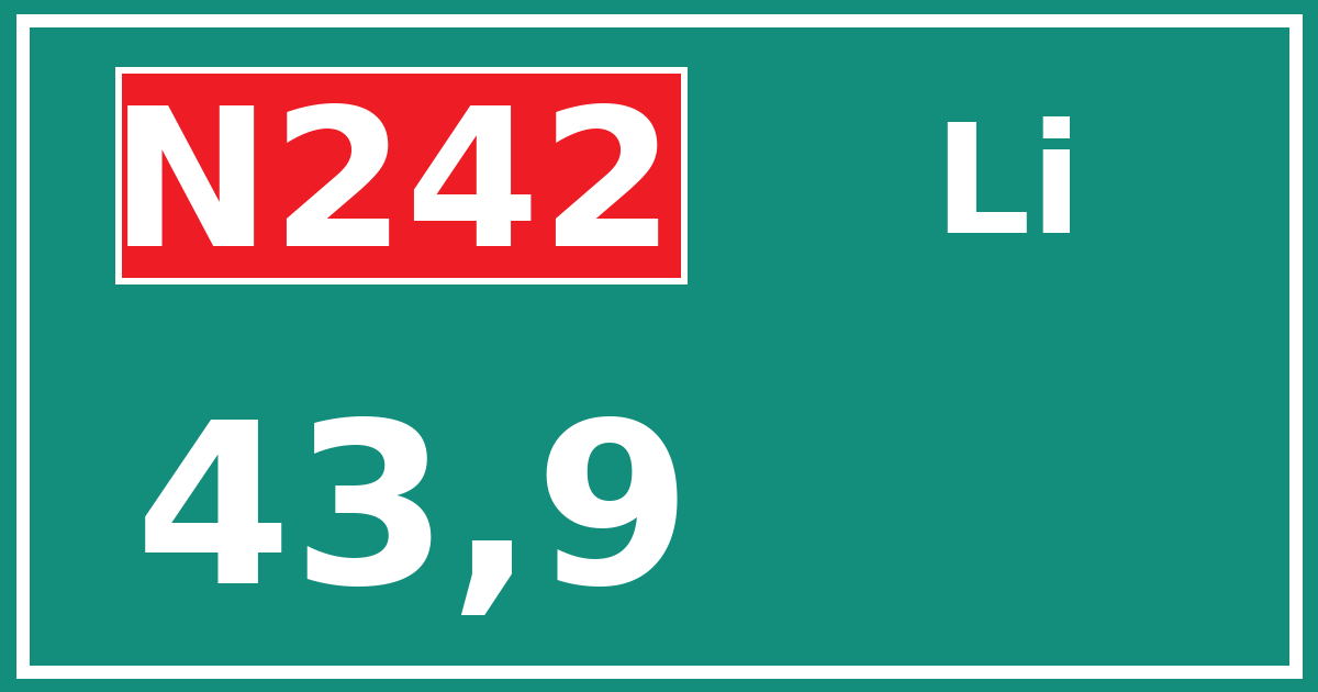 Hectometerbord N242 43,9 zijde Li