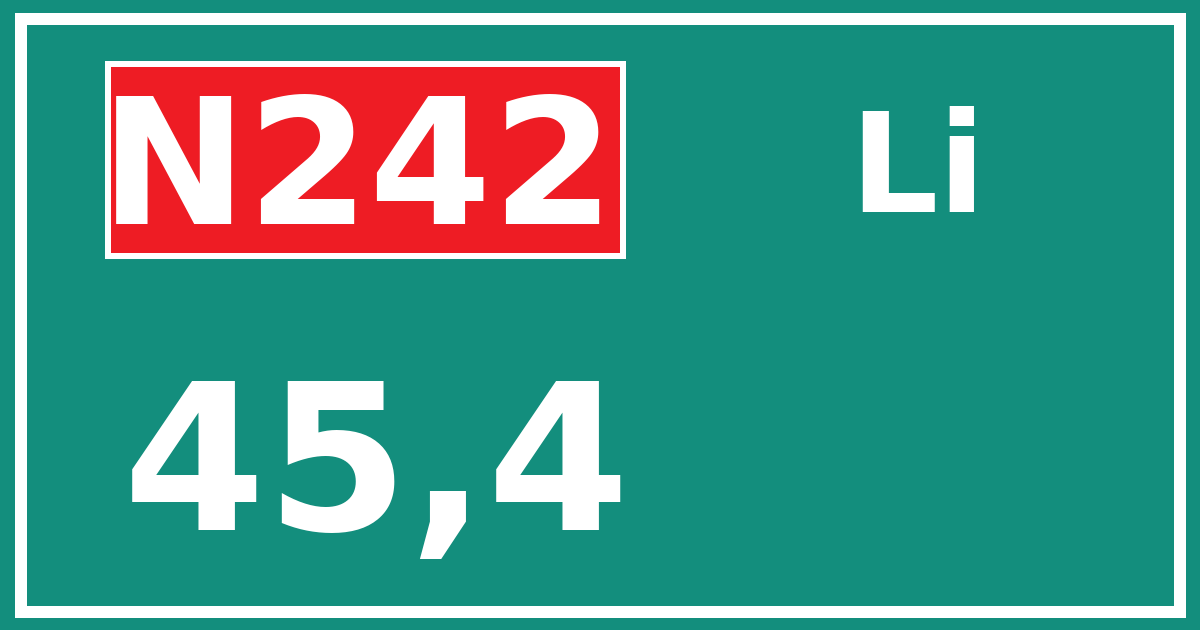 Hectometerbord N242 45,4 zijde Li