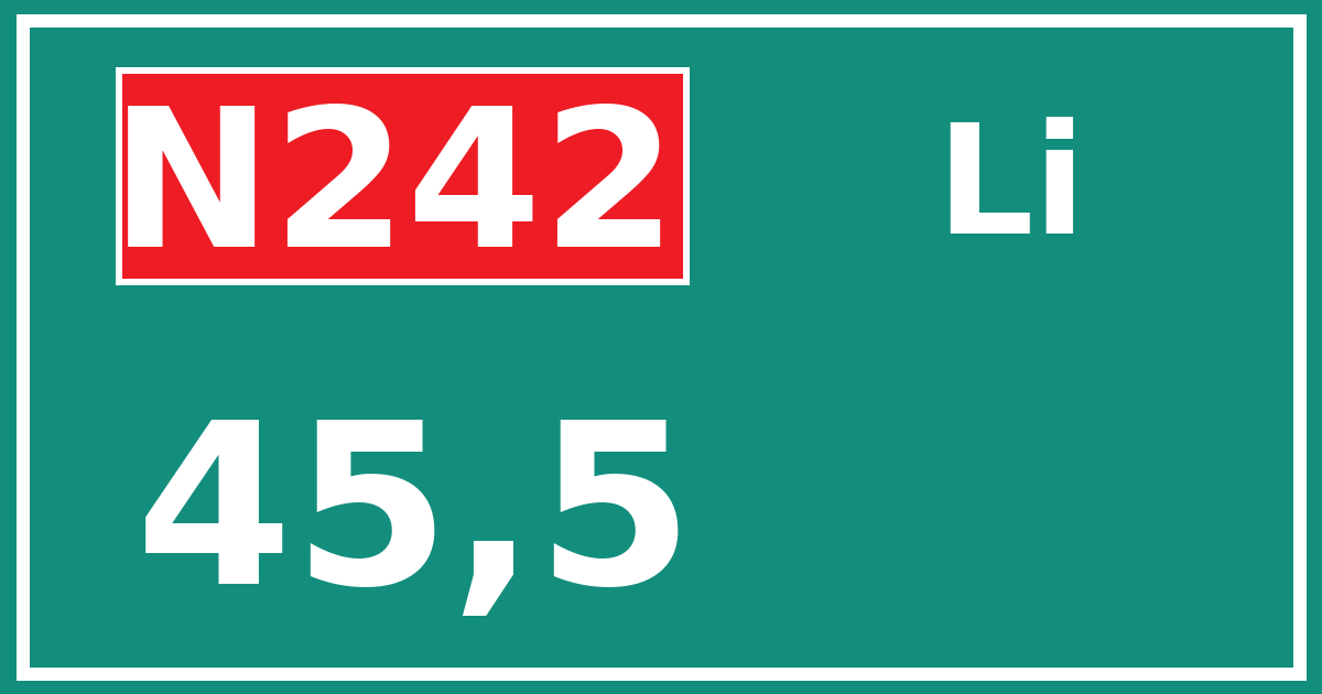 Hectometerbord N242 45,5 zijde Li