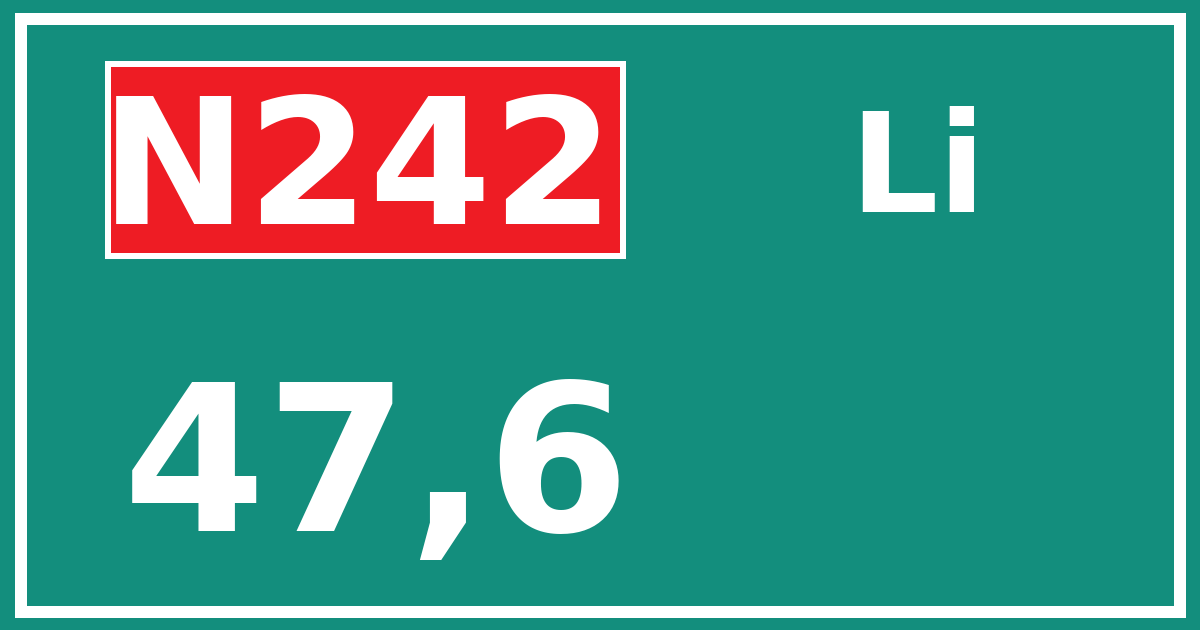 Hectometerbord N242 47,6 zijde Li