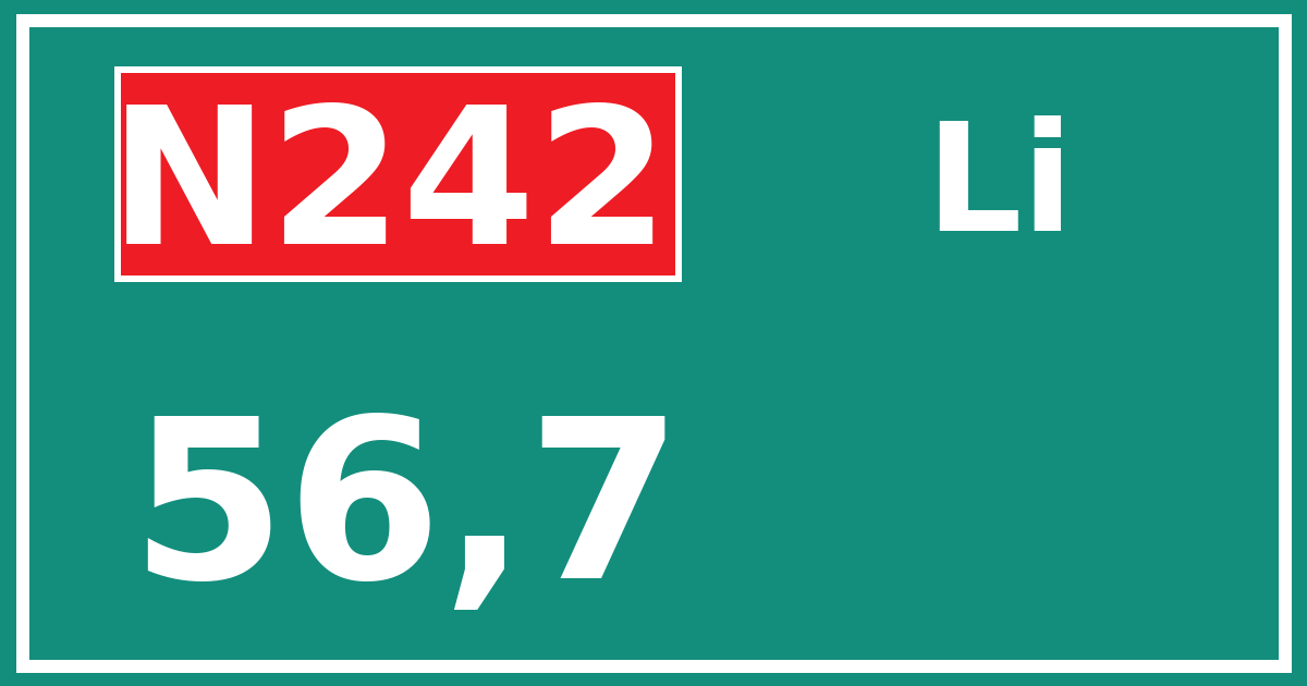 Hectometerbord N242 56,7 zijde Li