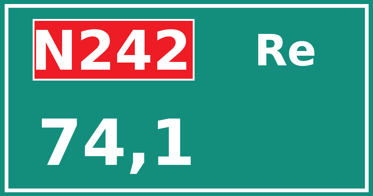 Hectometerbord N242 74,1 zijde Re