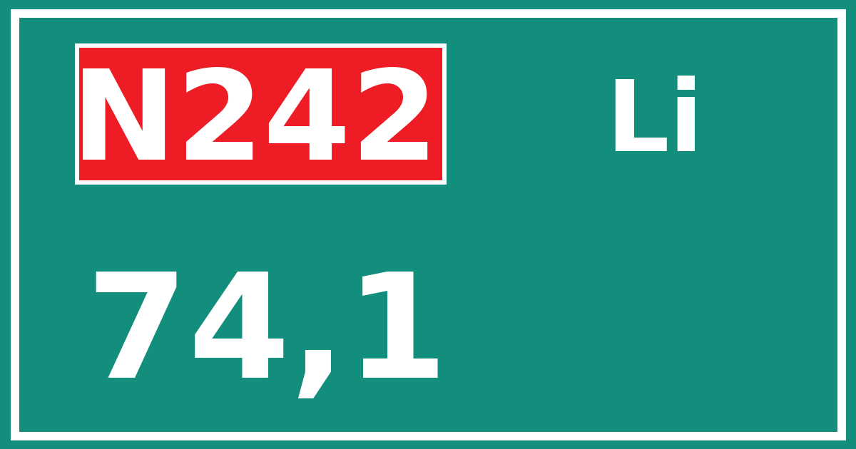 Hectometerbord N242 74,1 zijde Li