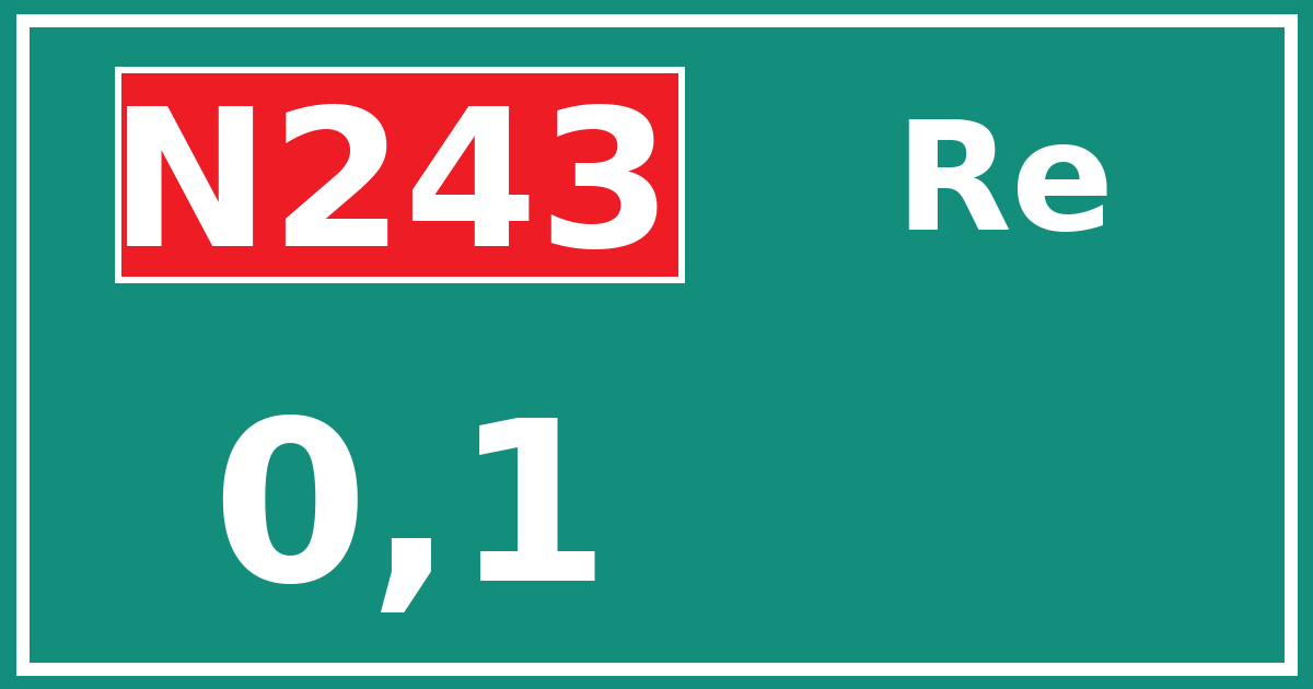 Hectometerbord N243 0,1 zijde Re