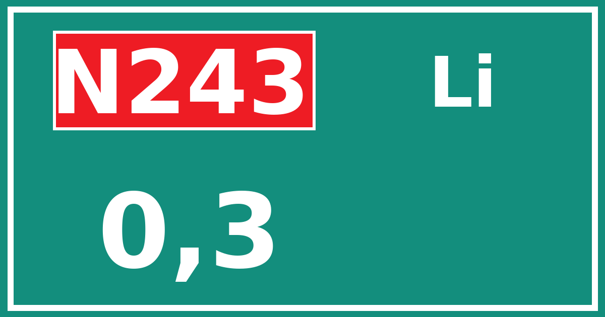 Hectometerbord N243 0,3 zijde Li