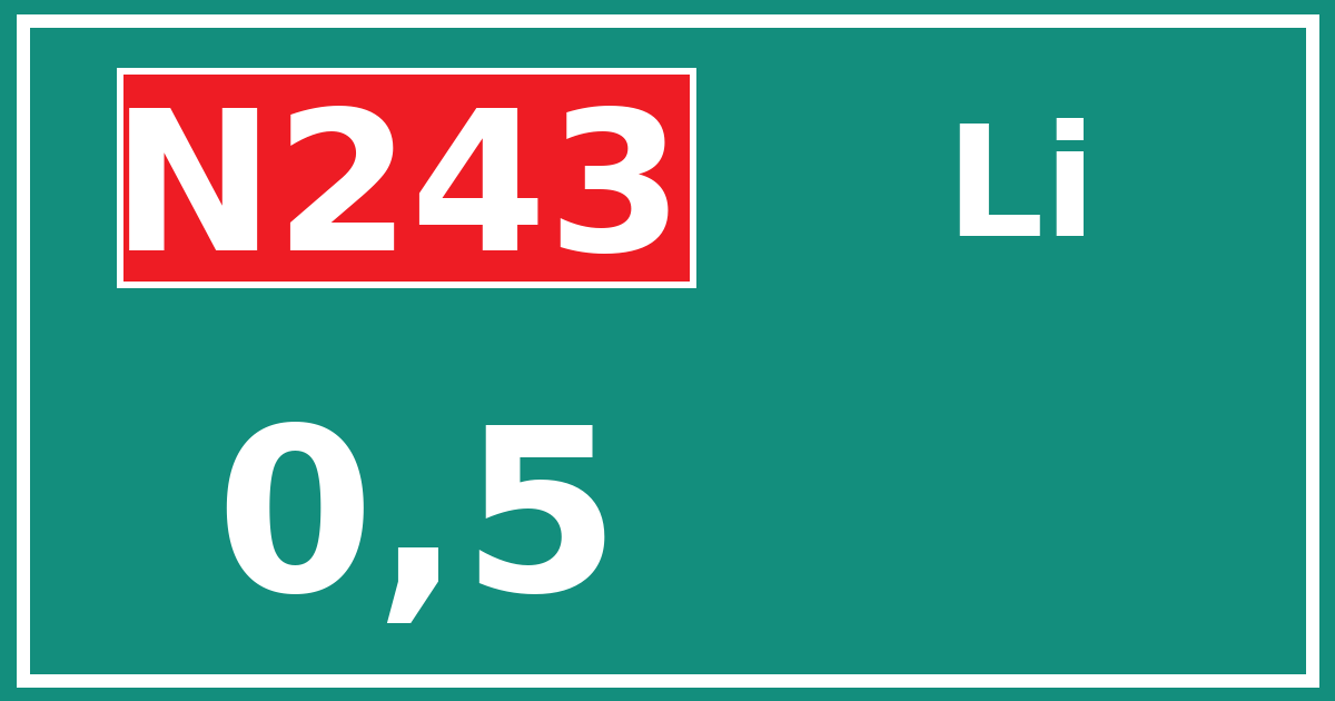 Hectometerbord N243 0,5 zijde Li