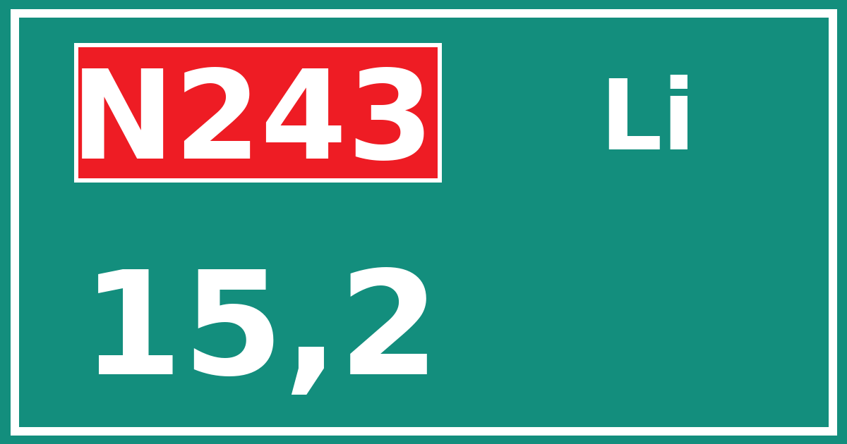 Hectometerbord N243 15,2 zijde Li