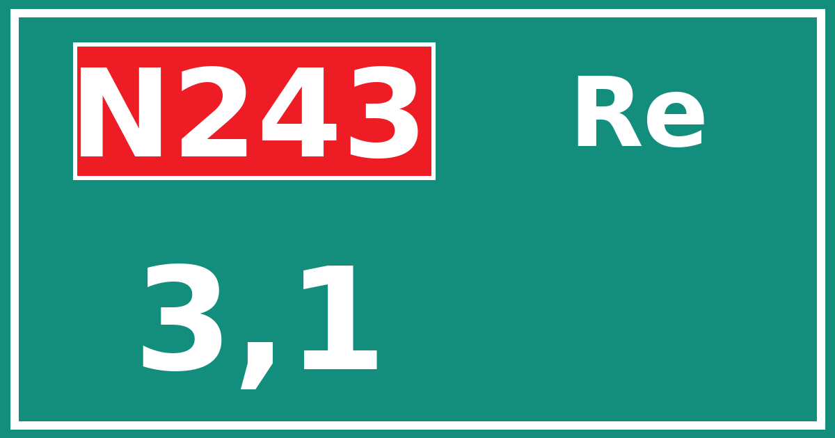 Hectometerbord N243 3,1 zijde Re