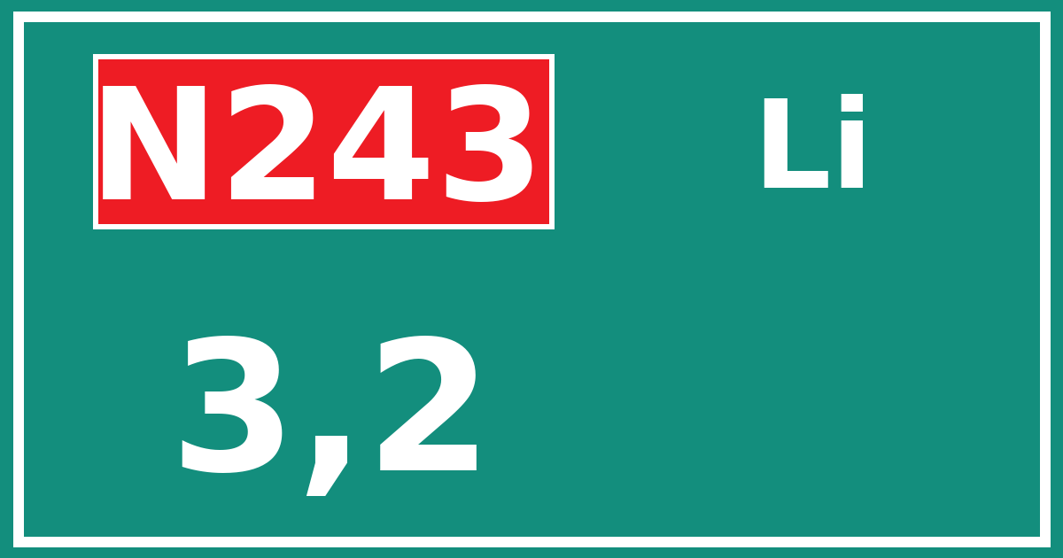 Hectometerbord N243 3,2 zijde Li