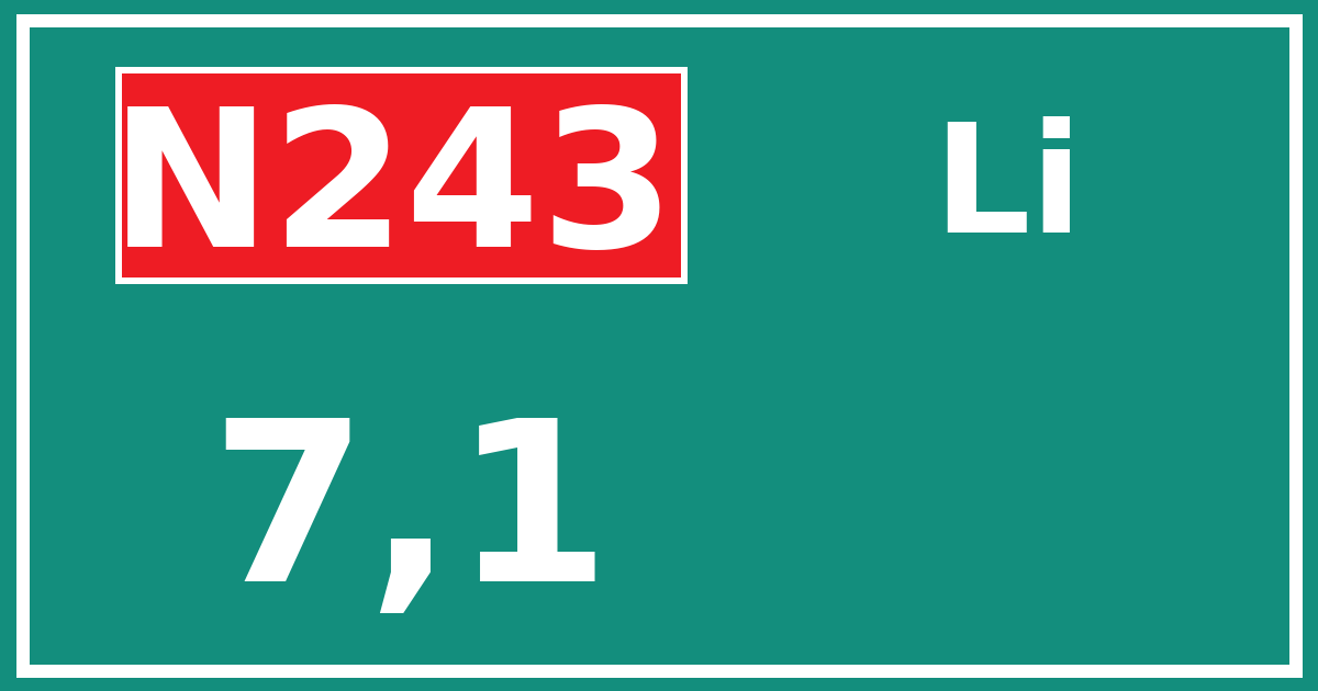Hectometerbord N243 7,1 zijde Li