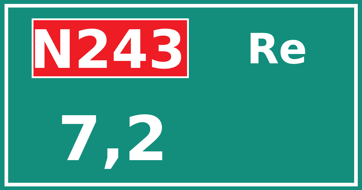 Hectometerbord N243 7,2 zijde Re