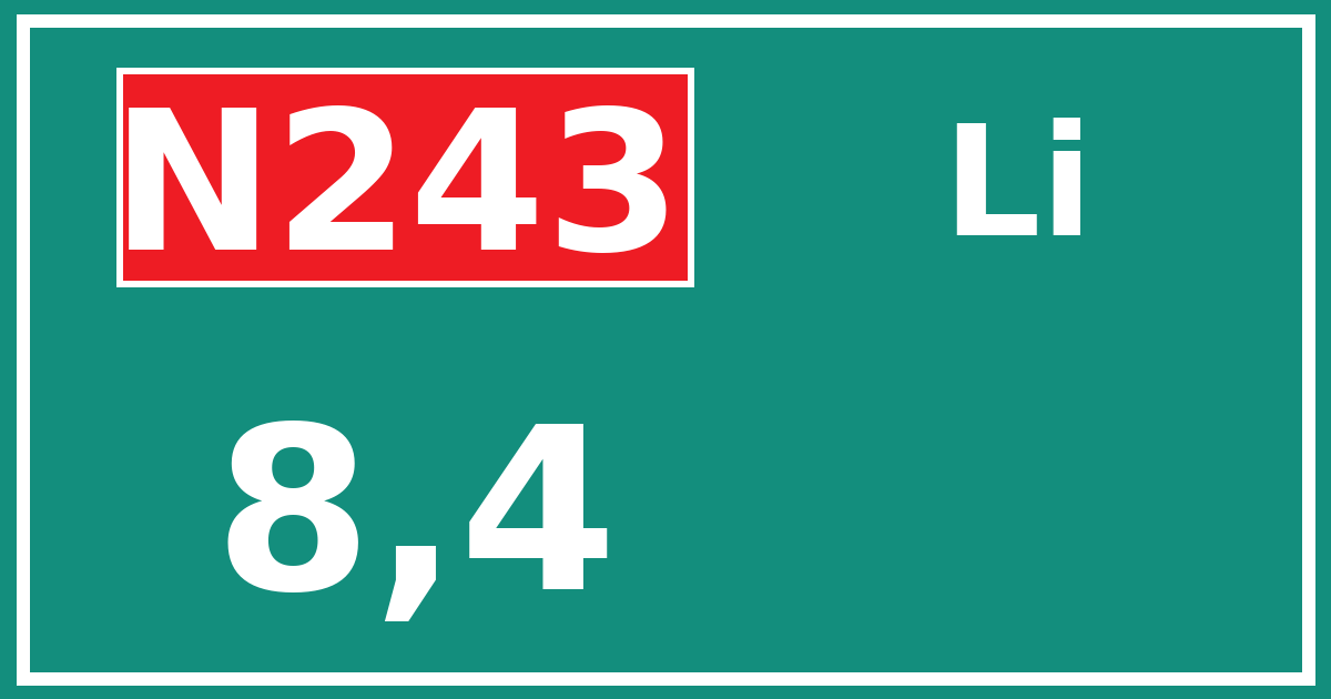 Hectometerbord N243 8,4 zijde Li
