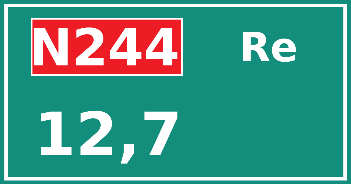 Hectometerbord N244 12,7 zijde Re