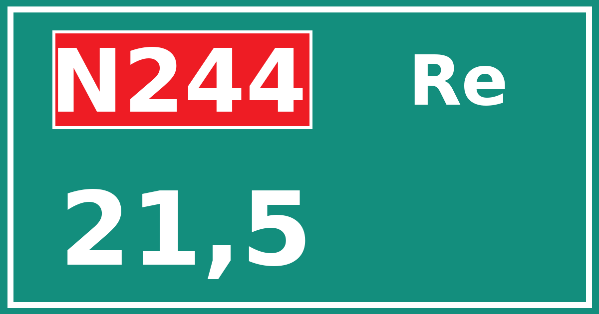 Hectometerbord N244 21,5 zijde Re
