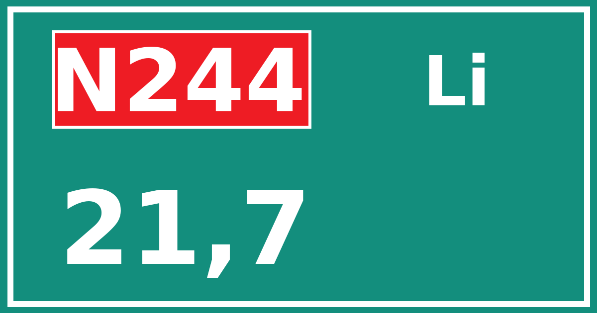 Hectometerbord N244 21,7 zijde Li