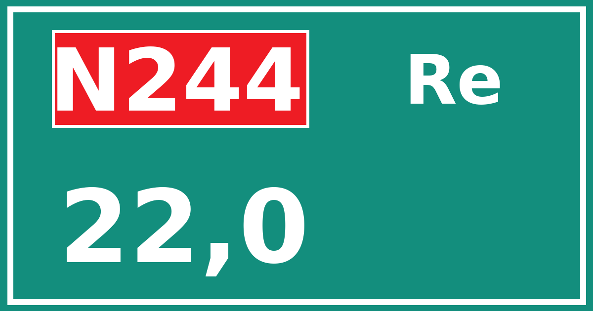 Hectometerbord N244 22,0 zijde Re