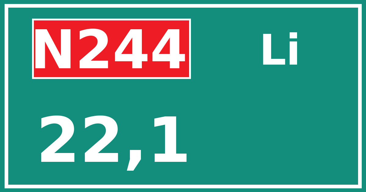Hectometerbord N244 22,1 zijde Li