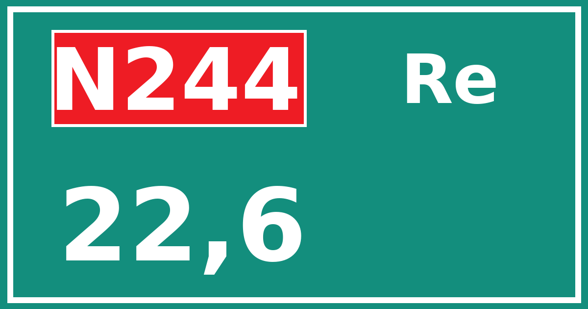 Hectometerbord N244 22,6 zijde Re