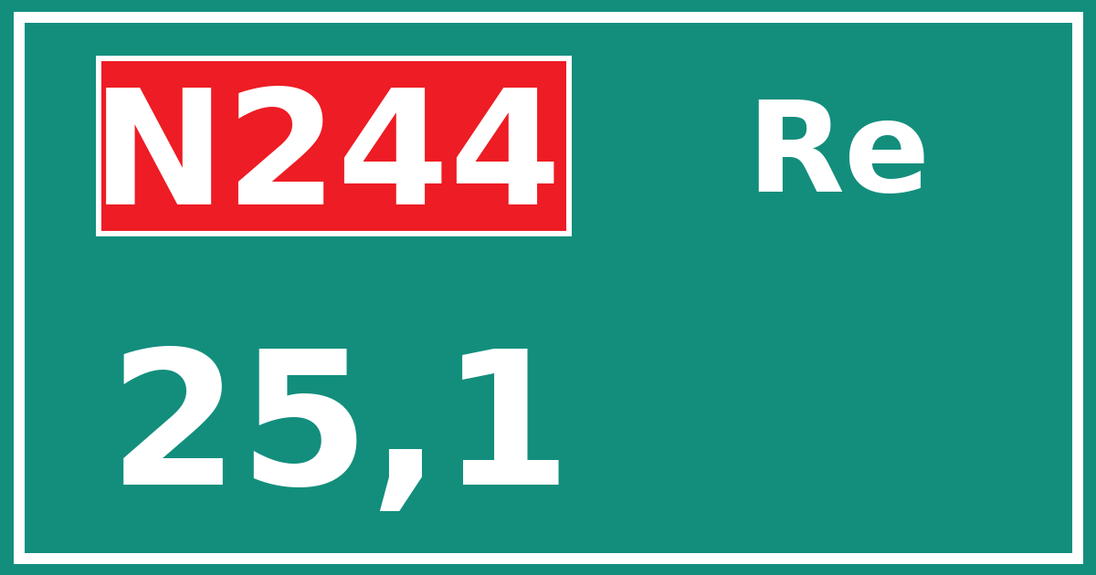 Hectometerbord N244 25,1 zijde Re