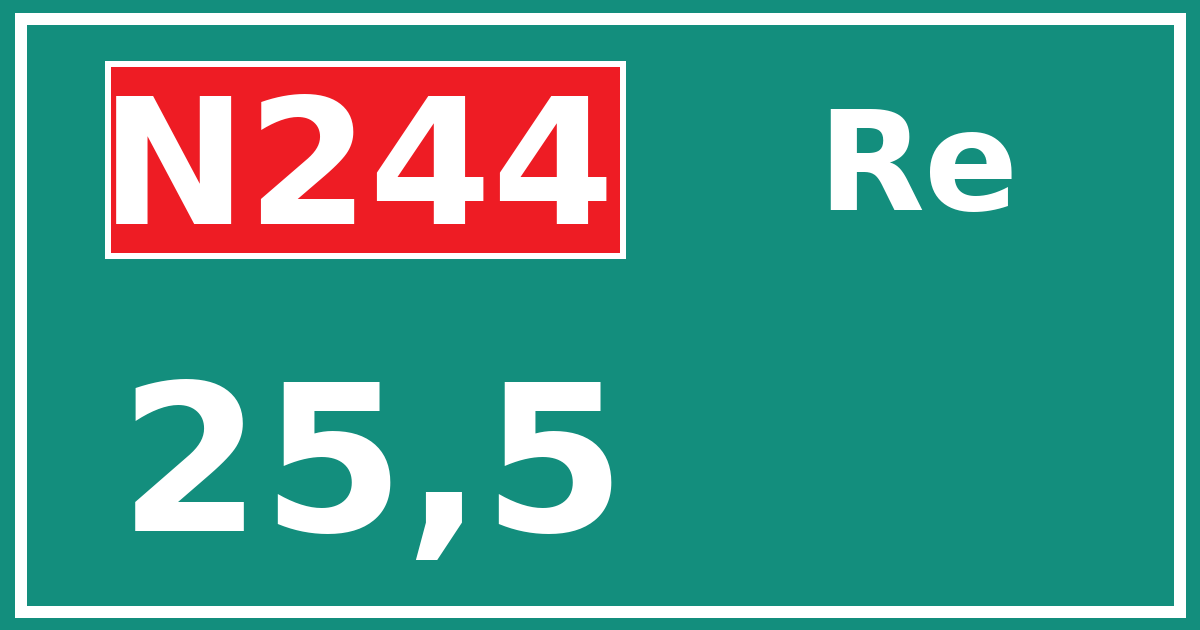 Hectometerbord N244 25,5 zijde Re
