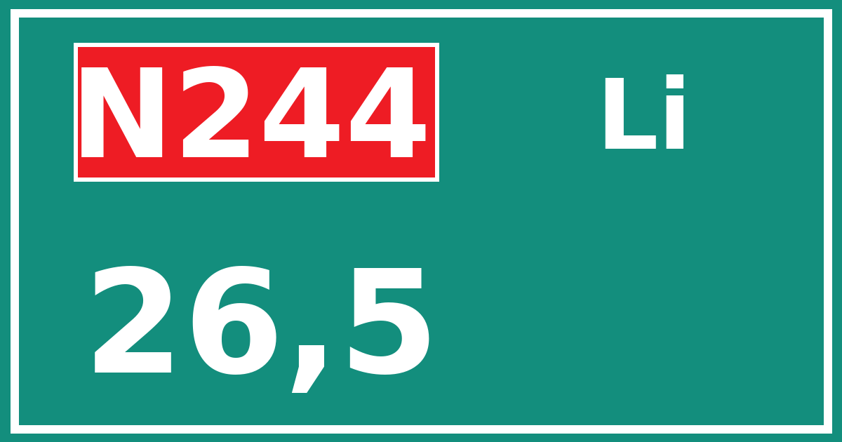 Hectometerbord N244 26,5 zijde Li