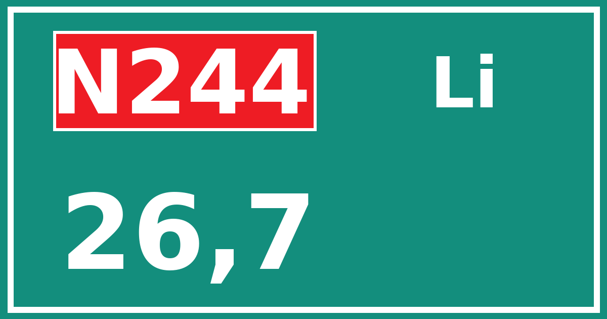 Hectometerbord N244 26,7 zijde Li
