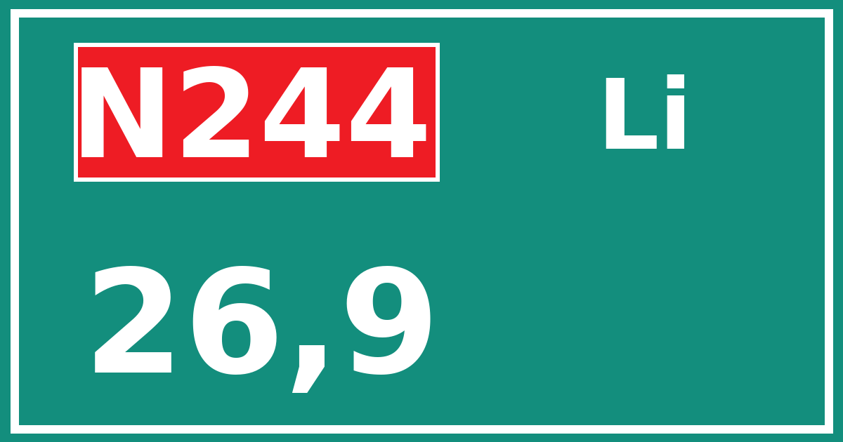 Hectometerbord N244 26,9 zijde Li