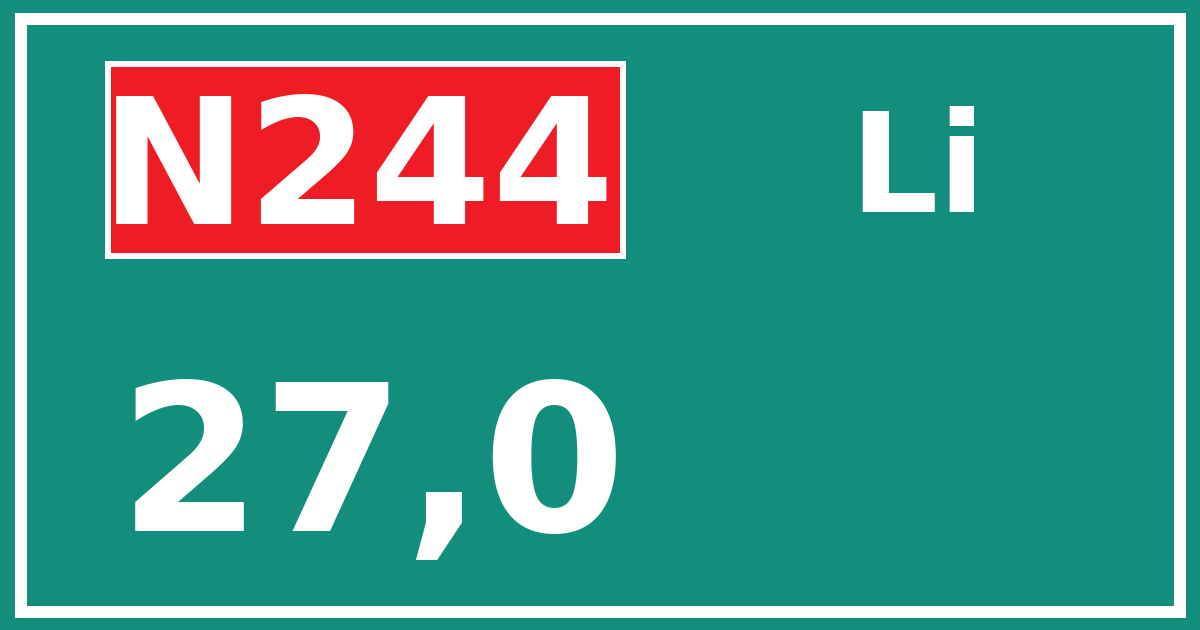 Hectometerbord N244 27,0 zijde Li