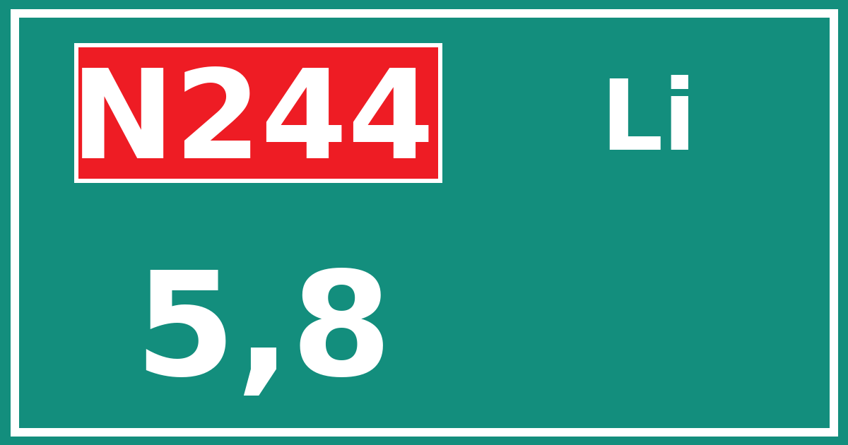 Hectometerbord N244 5,8 zijde Li